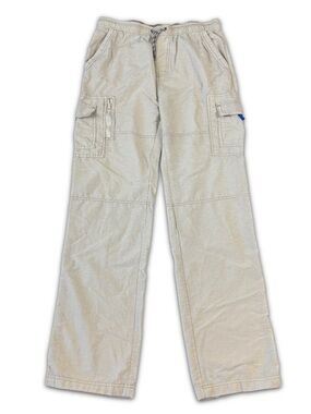 Plugg Boys XL Cargo Pants Beige 29x30.5 Zip Pockets Pull On Drawstring